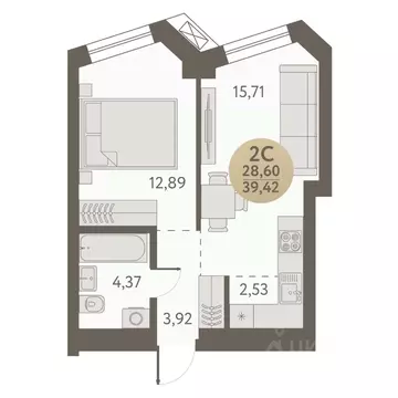 2-к кв. Новосибирская область, Новосибирск Урбан Пикс жилой комплекс ...