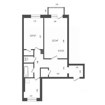 2-к кв. Красноярский край, Красноярск ул. Мичурина, 39 (65.4 м)