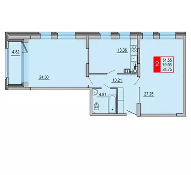 2-к кв. Тверская область, Тверь Петербургское ш., 3к1 (84.75 м)