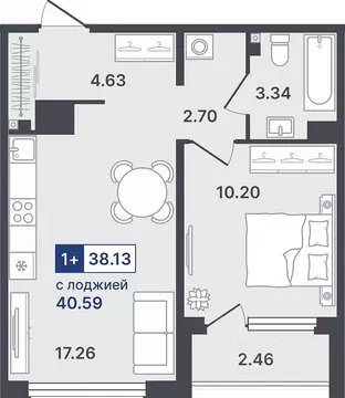 1-к кв. Тюменская область, Тюмень ул. Алексея Сергиенко, 1 (38.13 м)