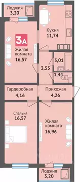 3-к кв. Чувашия, Чебоксары ул. Богдана Хмельницкого, 129 (84.63 м)