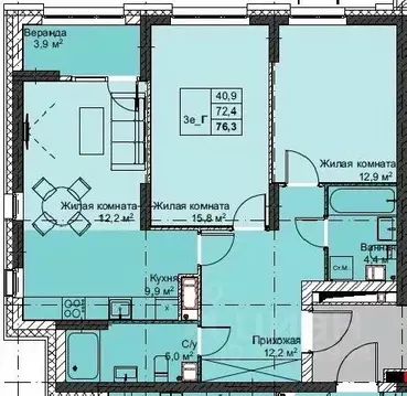 3-к кв. Приморский край, Владивосток Бам мкр,  (76.3 м)