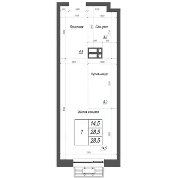 1-к кв. Приморский край, Владивосток ул. Невельского, 4с2 (28.5 м)