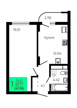 1-к кв. Воронежская область, Воронеж Оникс жилой комплекс (41.16 м)