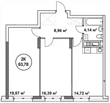 2-к кв. Нижегородская область, Нижний Новгород ул. Родионова (63.78 м)
