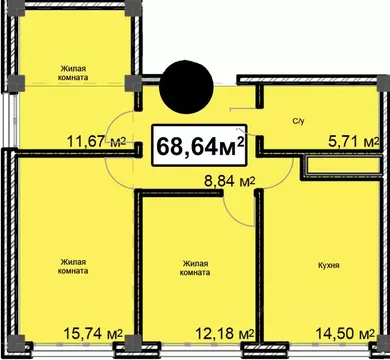 3-к кв. Ставропольский край, Ессентуки ул. Благодатная, 28 (68.64 м)