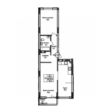 2-к кв. Калининградская область, Калининград ул. 1-я Большая окружная ...