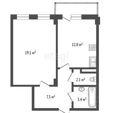 1-к кв. Калужская область, Калуга ул. Маршала Жукова, 23А (44.7 м)