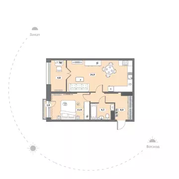 1-к кв. Вологодская область, Вологда Медуницинская ул., 13 (54.8 м)