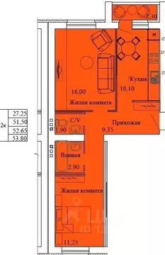 2-к кв. Ивановская область, Кохма Просторный мкр,  (53.8 м)