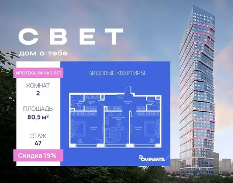 2-к кв. Москва Свет жилой комплекс (80.5 м)