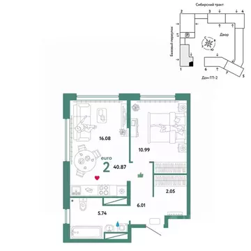2-к кв. Свердловская область, Екатеринбург Сибирский мкр, Жилой ...