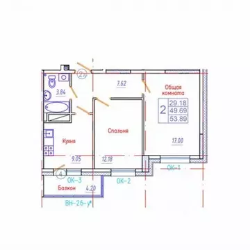 2-к кв. Саха (Якутия), Якутск Приипподромный кв-л,  (53.89 м)