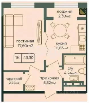 1-к кв. Дагестан, Каспийск просп. Акулиничева (43.3 м)