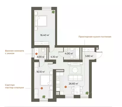 2-к кв. Санкт-Петербург Зеленогорская ул., 3 (74.0 м)