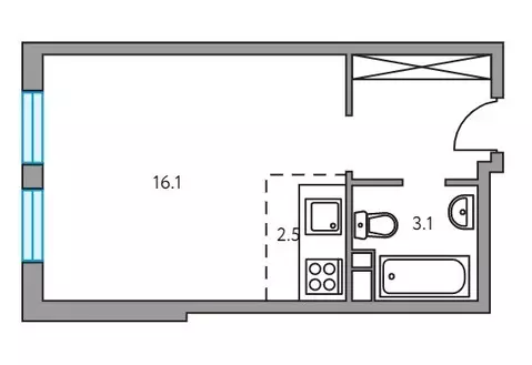 Квартира-студия: Мытищи, Тенистый бульвар, 9 (26 м)