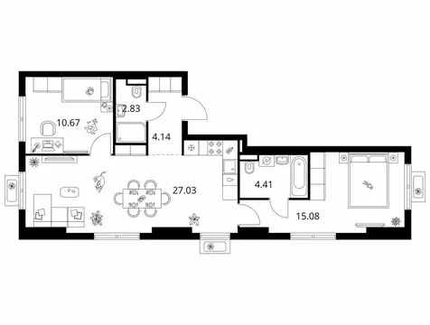 2-комнатная квартира: Новое Девяткино, жилой комплекс Заречный Парк, 5 ...