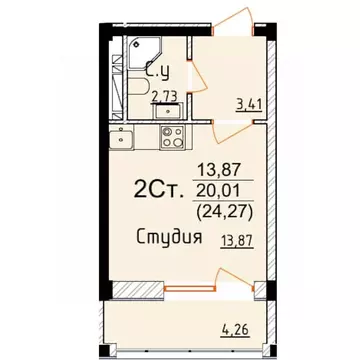 Студия Дагестан, Дербент ул. Графа Воронцова, 78скА-6 (24.27 м)