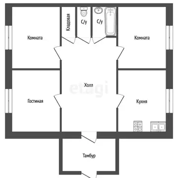 Квартира, 3 комнаты, 74 м