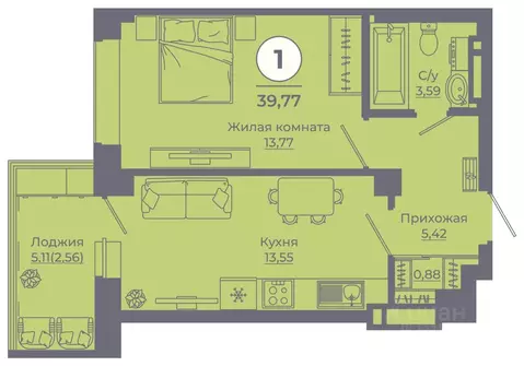 1-к кв. Ростовская область, Ростов-на-Дону просп. Солженицына, 25 ...