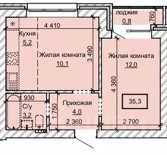2-к кв. Алтайский край, Барнаул ул. Анатолия (35.3 м)