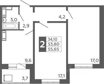 2-к кв. Башкортостан, Уфа Черниковка жилрайон, Калининский-2 мкр, ул. ...