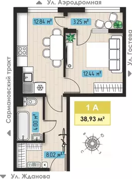 1-к кв. Татарстан, Набережные Челны ул. Жданова, 7 (38.93 м)