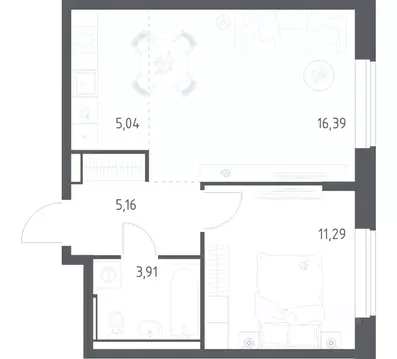 1-к кв. Московская область, Ленинский городской округ, Мисайлово пгт, ...