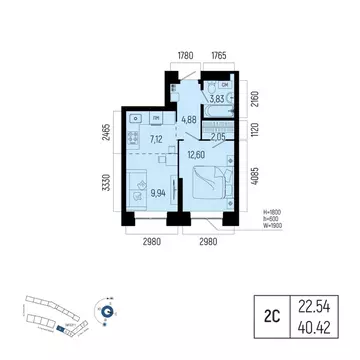 2-к кв. Башкортостан, Уфа Глумилино-1 мкр, Новатор жилой комплекс ...