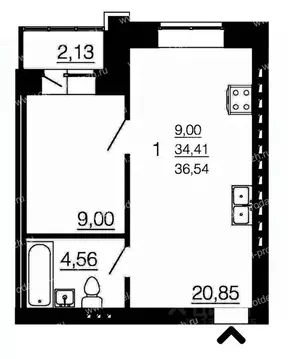 1-к кв. Воронежская область, Семилуки ул. Маяковского, 45/4 (33.3 м)