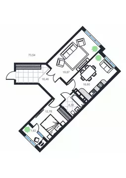 2-к кв. Дагестан, Каспийск просп. Акулиничева (73.54 м)