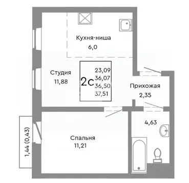 1-к кв. Челябинская область, Челябинск Нефтебазовая ул., 1-13 (36.5 м)