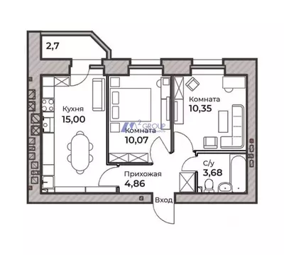 2-к кв. Ярославская область, Ярославль ул. Штрауса, 40 (45.0 м)