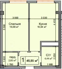 1-к кв. Кабардино-Балкария, Нальчик ул. Мусова (45.55 м)