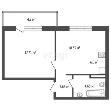 2-комнатная квартира: Западный, улица Дружбы, 1 (41.9 м)