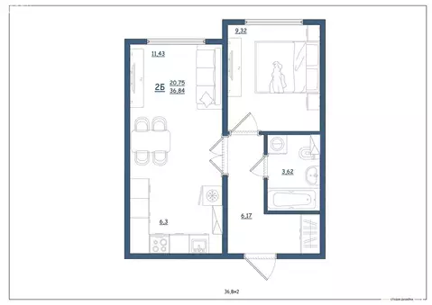 2-комнатная квартира: Ярославль, Дядьковская улица, 16А (36.8 м)