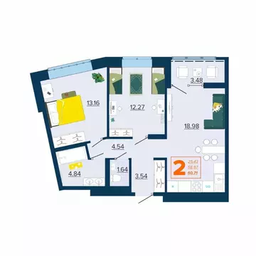 2-к кв. Брянская область, Брянск Московский мкр, Микрорайон Акватория ...