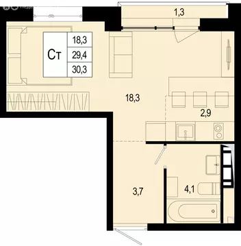 Квартира-студия: Московская область, городской округ Подольск, деревня ...