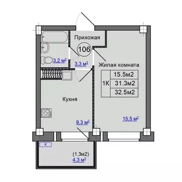 1-к кв. Псковская область, Псковский район, Завеличенская волость, д. ...
