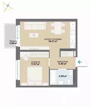 1-к кв. Свердловская область, Екатеринбург Эльмаш жилрайон,  (42.21 м)