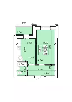 1-к кв. Саратовская область, Энгельс Новобазарная ул., 4 (40.4 м)