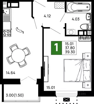 1-к кв. Адыгея, Майкоп 9 Мая ул., 14А (39.3 м)