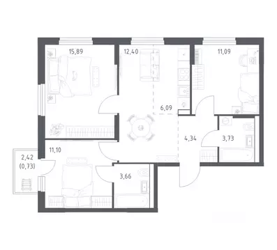 3-к кв. Башкортостан, Уфа ул. Минигали Губайдуллина, 8к9 (69.03 м)