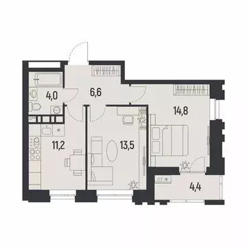 2-к кв. Пермский край, Пермь Ераничи мкр,  (52.3 м)