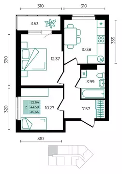 2-к кв. Адыгея, Майкопский район, пос. Тульский ул. Заречная (45.64 м)