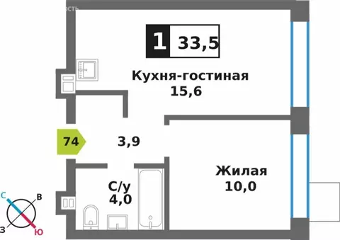 1-комнатная квартира: Светлые Горы, квартал Марьино-Знаменское, жилой ...