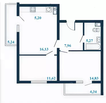 3-к кв. Волгоградская область, Волгоград ул. Клары Цеткин, 1А (64.75 ...