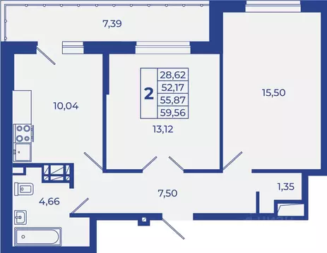 2-к кв. Ростовская область, Новочеркасск  (59.56 м)