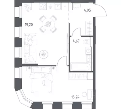 1-к кв. Татарстан, Казань Зилант Премьер жилой комплекс (44.06 м)