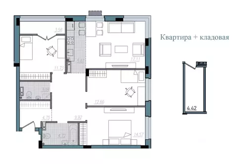 4-к кв. Смоленская область, Смоленск ул. Александра Степанова (87.72 ...